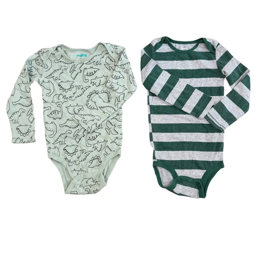 Carter's Mighty Goods Kong Sleeve Bodysuits Boy 24M Dino 4 Pack Bundle Cotton